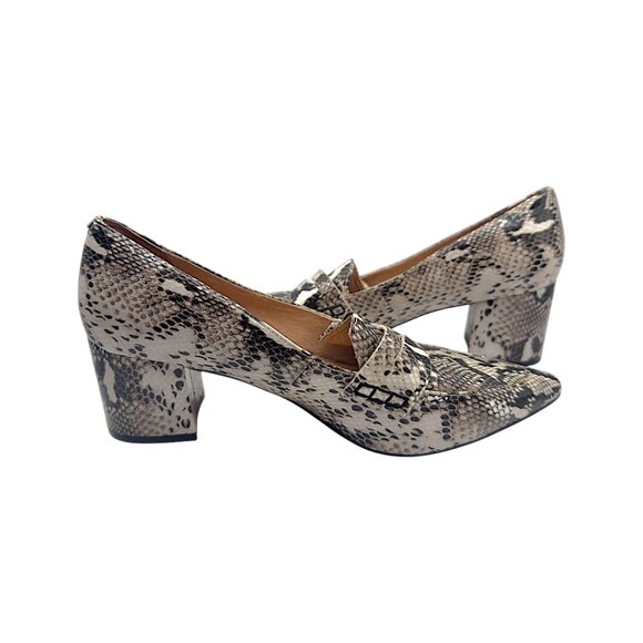 Halogen Women’s Snakeskin Pointed Toe Block Heel Loafers – Size 8.5 M - EUC+ - Picture 1 of 11